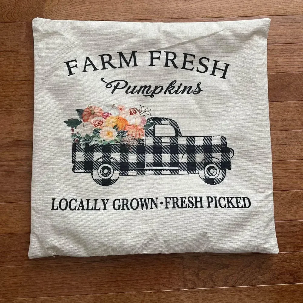 2 decorative toss pillow covers Fall Pumpkin Farm